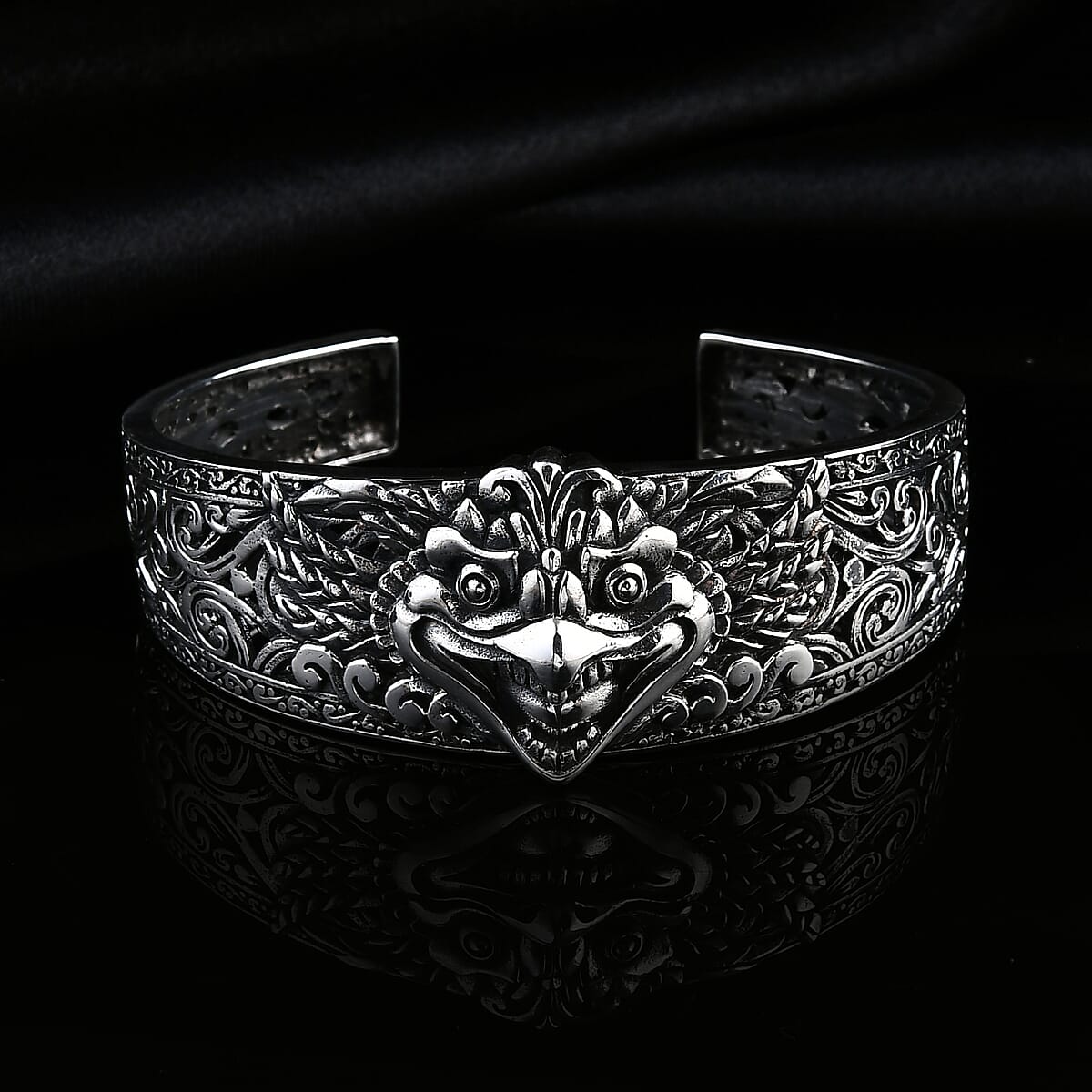 D'Joy Bali Legacy Sterling Silver Garuda Cuff Bracelet (7.25 In) 34.35 Grams image number 1