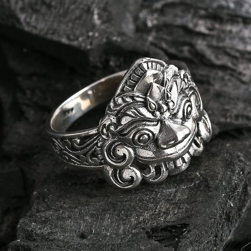 D'Joy Bali Legacy Sterling Silver Barong Ring (Size 6.0) 4.65 Grams