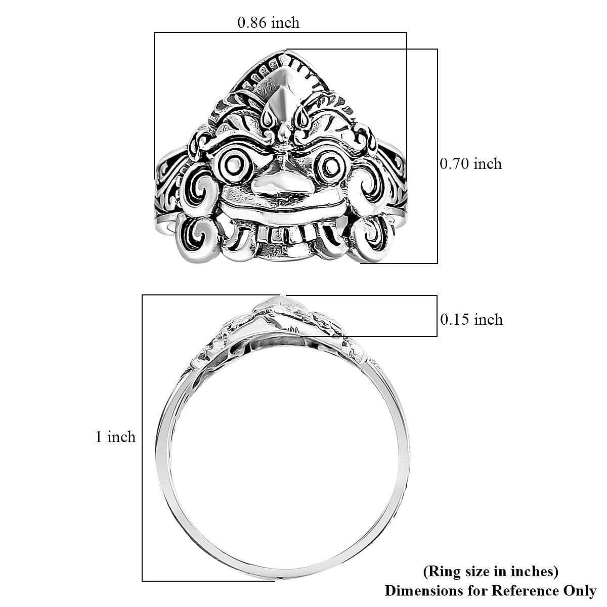 D'Joy Bali Legacy Sterling Silver Barong Ring (Size 9.0) 4.65 Grams image number 4