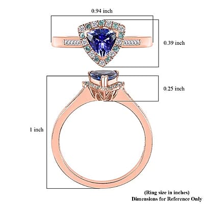Luxoro Premium Tanzanite, Paraiba Tourmaline, I2 Natural Pink and White Diamond 1.00 ctw Atlantis Crown Ring in 10K Rose Gold (Size 10.0)