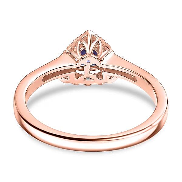 Luxoro Premium Tanzanite, Paraiba Tourmaline, I2 Natural Pink and White Diamond 1.00 ctw Atlantis Crown Ring in 10K Rose Gold (Size 10.0)