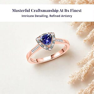 Luxoro 10K Rose Gold Premium Tanzanite, Paraiba Tourmaline, Natural Pink and White Diamond (I2) (0.15 cts) Atlantis Crown Ring (Size 7.5) 1.00 ctw