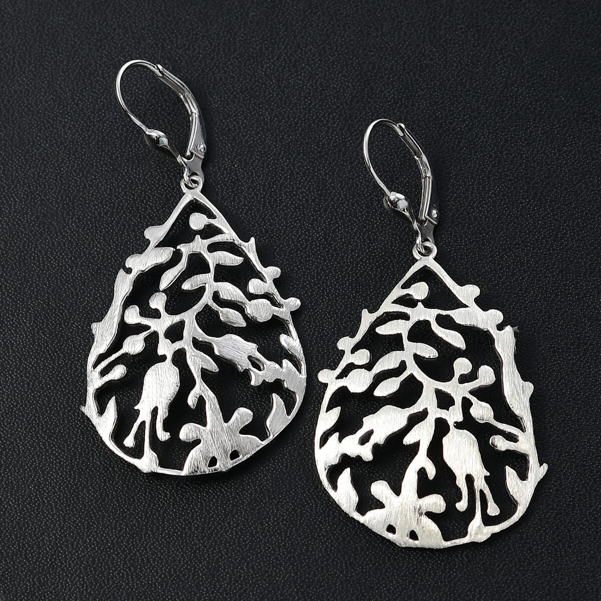 D'Joy Passport to Turkey Leaves Earrings in Rhodium Over Sterling Silver 9.65 Grams image number 1
