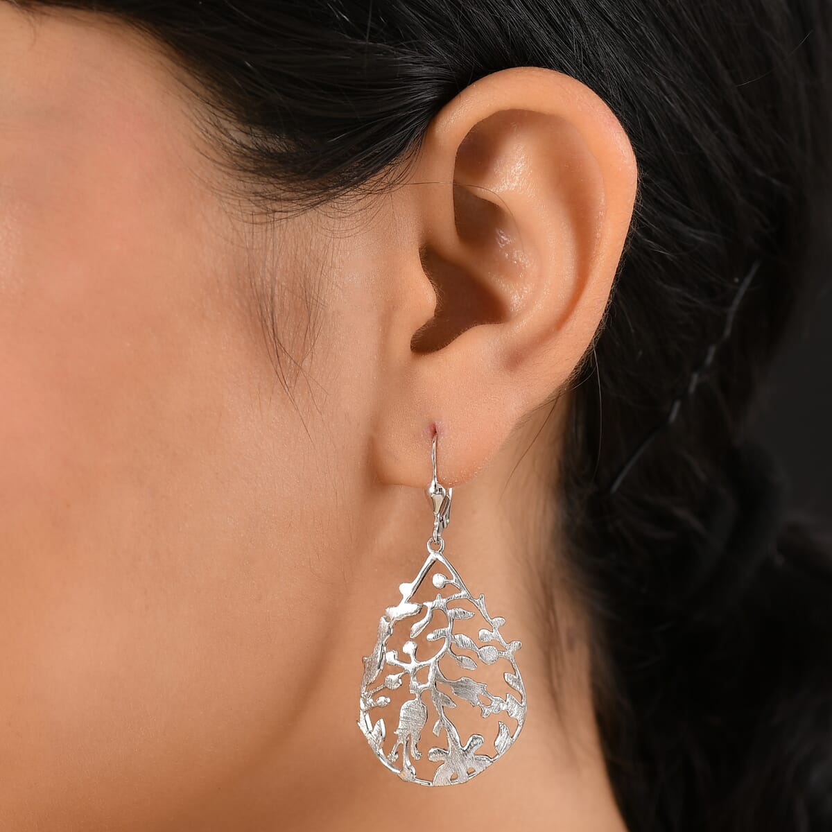 D'Joy Passport to Turkey Leaves Earrings in Rhodium Over Sterling Silver 9.65 Grams image number 2