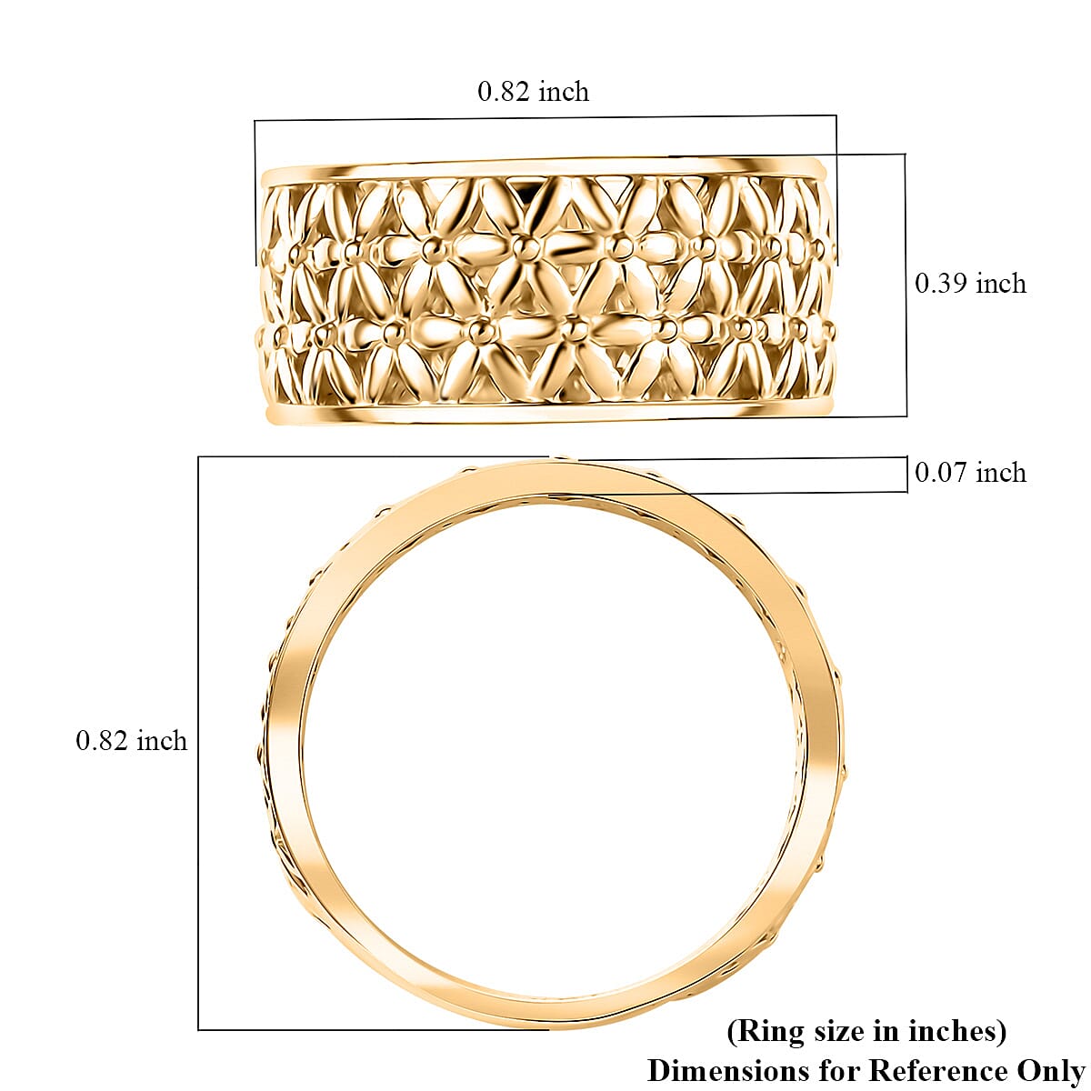 D'Joy Abstract Band Ring in 18K Vermeil Yellow Gold Over Sterling Silver (Size 10.0) 6.25 Grams