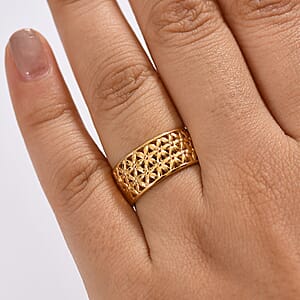D'Joy Abstract Band Ring in 18K Vermeil Yellow Gold Over Sterling Silver (Size 7.0) 6.25 Grams