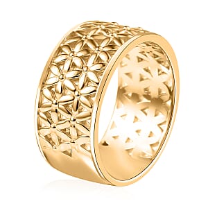 D'Joy Abstract Band Ring in 18K Vermeil Yellow Gold Over Sterling Silver (Size 7.0) 6.25 Grams