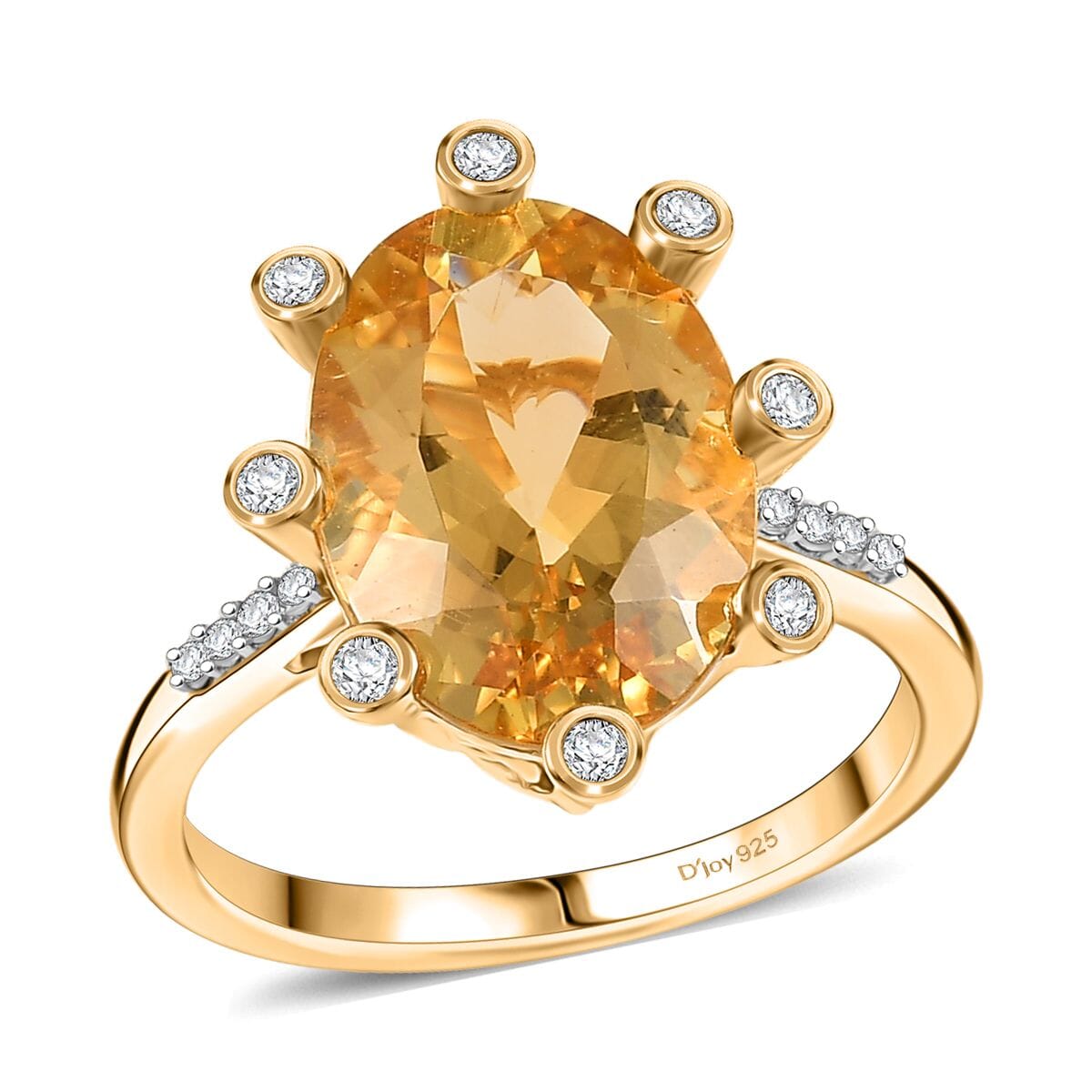 D'Joy Yellow Labradorite and Moissanite 5.50 ctw Cosmic Orbit Ring in 18K Vermeil Yellow Gold Over Sterling Silver (Size 10.0) image number 0