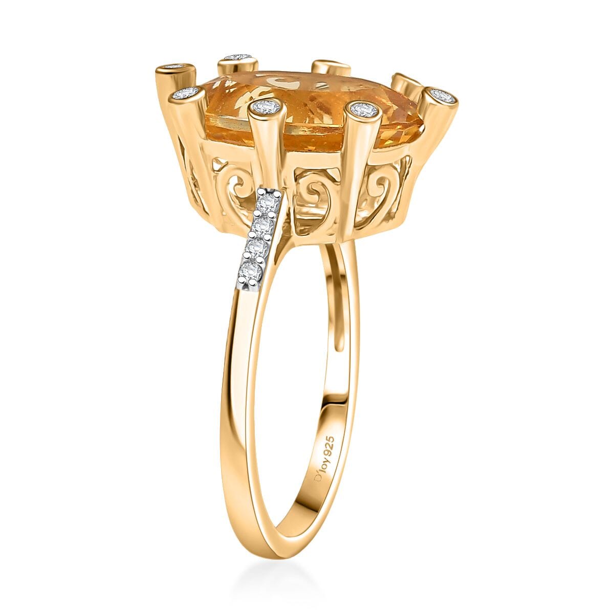 D'Joy Yellow Labradorite and Moissanite 5.50 ctw Cosmic Orbit Ring in 18K Vermeil Yellow Gold Over Sterling Silver (Size 10.0) image number 3