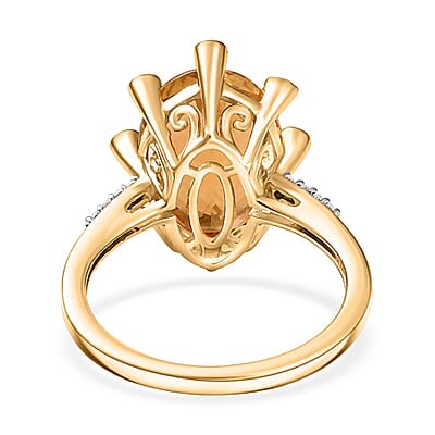D'Joy Yellow Labradorite and Moissanite 5.50 ctw Cosmic Orbit Ring in 18K Vermeil Yellow Gold Over Sterling Silver (Size 10.0)