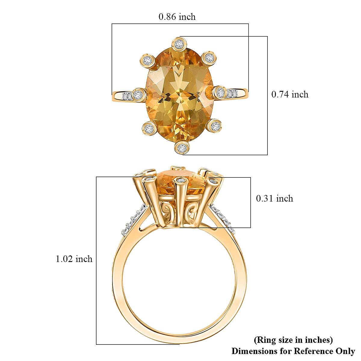 D'Joy Yellow Labradorite and Moissanite 5.50 ctw Cosmic Orbit Ring in 18K Vermeil Yellow Gold Over Sterling Silver (Size 10.0)