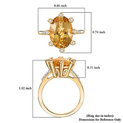 D'Joy Yellow Labradorite and Moissanite 5.50 ctw Cosmic Orbit Ring in 18K Vermeil Yellow Gold Over Sterling Silver (Size 10.0)