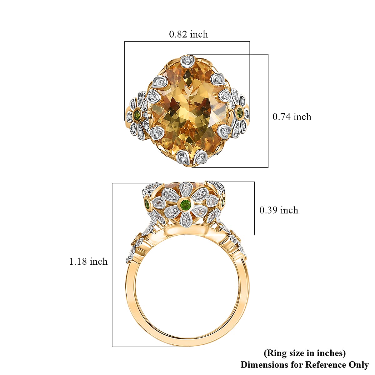 D'Joy Yellow Labradorite and Multi Gemstone 8.80 ctw Golden Bloom Ring in 18K Vermeil Yellow Gold Over Sterling Silver (Size 10.0)