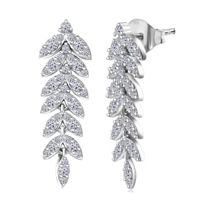 Luxuriant Lab Grown Diamond 1.00 ctw Dangling Earrings in Rhodium Over Sterling Silver 