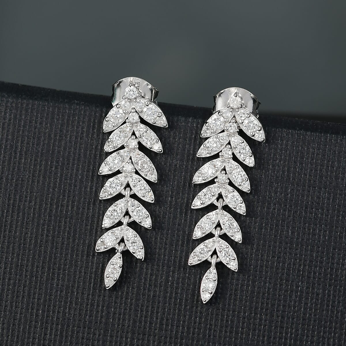 Luxuriant Lab Grown Diamond 1.00 ctw Dangling Earrings in Rhodium Over Sterling Silver  image number 1