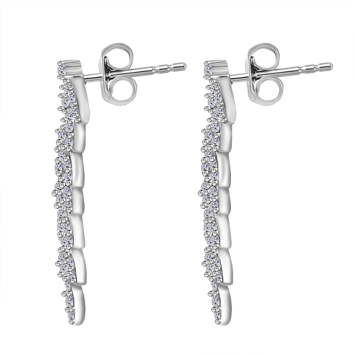 Luxuriant Lab Grown Diamond 1.00 ctw Dangling Earrings in Rhodium Over Sterling Silver  image number 3