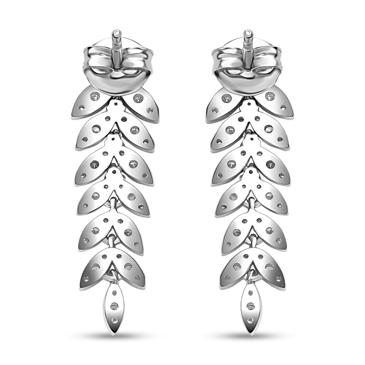 Luxuriant Lab Grown Diamond 1.00 ctw Dangling Earrings in Rhodium Over Sterling Silver  image number 4