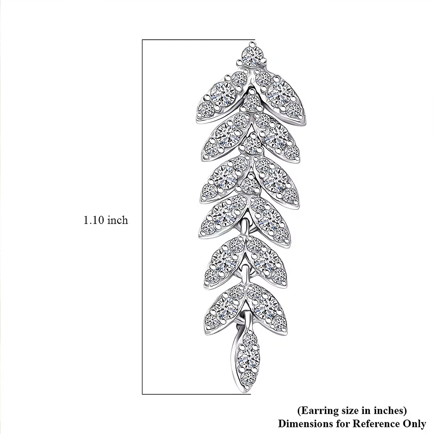 Luxuriant Lab Grown Diamond G-H SI 1.00 ctw Whispering Leaves Earrings in Rhodium Over Sterling Silver 