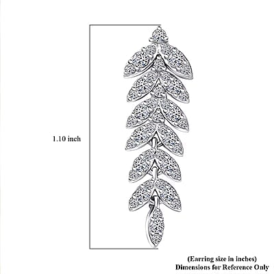 Luxuriant Lab Grown Diamond G-H SI 1.00 ctw Whispering Leaves Earrings in Rhodium Over Sterling Silver 