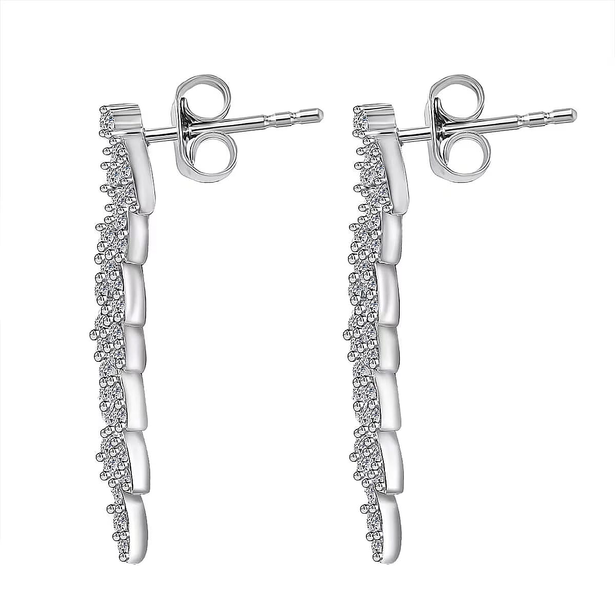 Luxuriant Lab Grown Diamond G-H SI 1.00 ctw Whispering Leaves Earrings in Rhodium Over Sterling Silver  image number 7