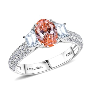 IGI Certified Luxuriant Lab Grown Pink Diamond (IR) 8.0) VS and Lab Grown Diamond 2.00 ctw Ring in 950 Platinum (Size 8.0) 6.35 Grams