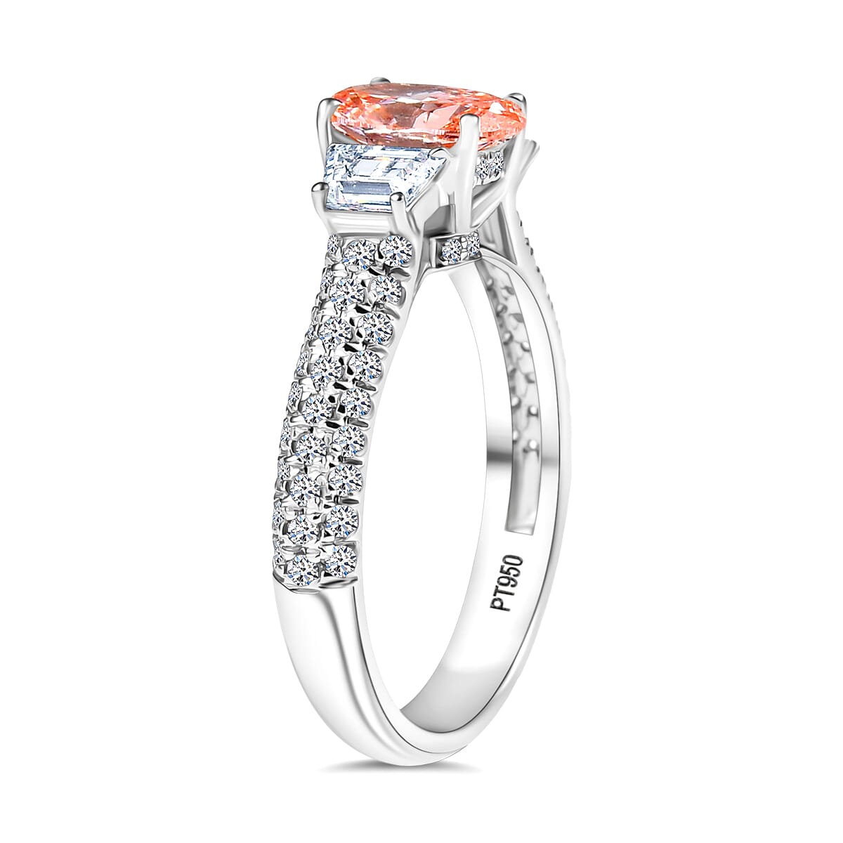 IGI Certified Luxuriant Lab Grown Pink Diamond (IR) VS and Lab Grown Diamond 2.00 ctw Ring in 950 Platinum (Size 8.0) 6.35 Grams image number 3
