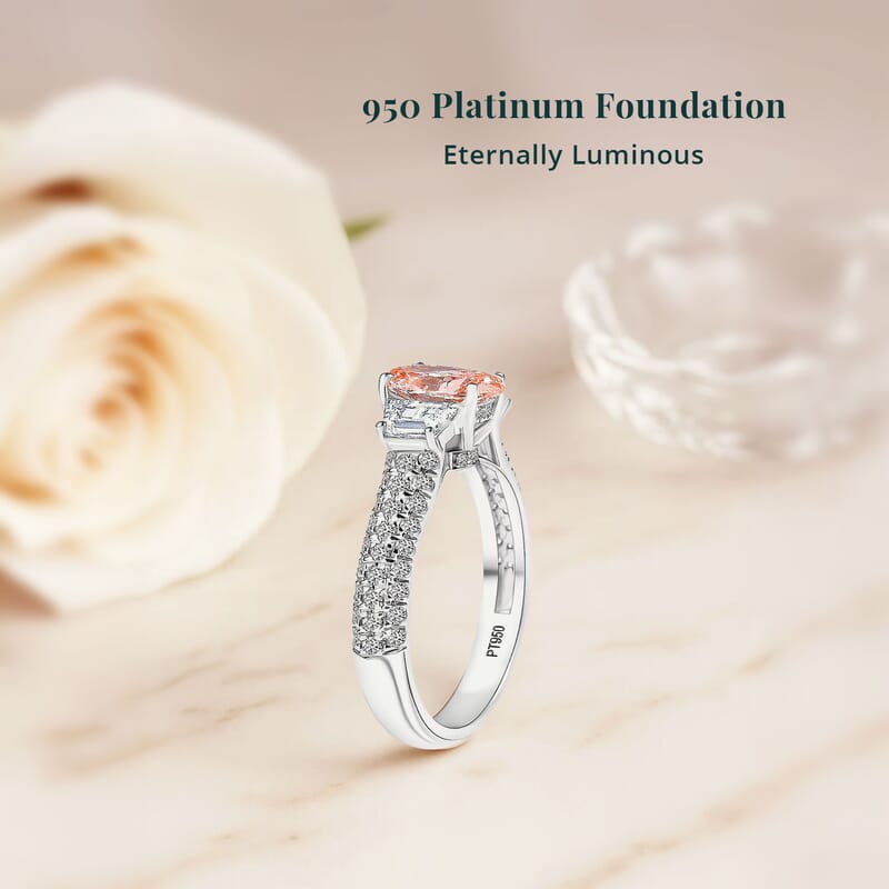Luxuriant Oval Pink Lab Grown Diamond Ring in 950 Platinum