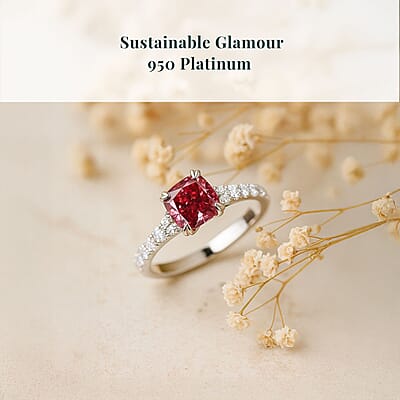 Luxuriant Lab Grown Pink Diamond (VS), Lab Grown Diamond Dawn Rose Ring in 950 Platinum 1.50 ctw (Size 11.0)