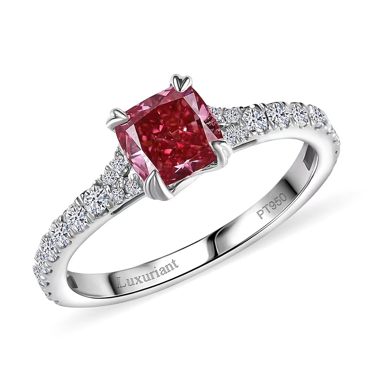 Luxuriant Lab Grown Pink Diamond (VS), Lab Grown Diamond Dawn Rose Ring in 950 Platinum 1.50 ctw (Size 11.5) image number 0