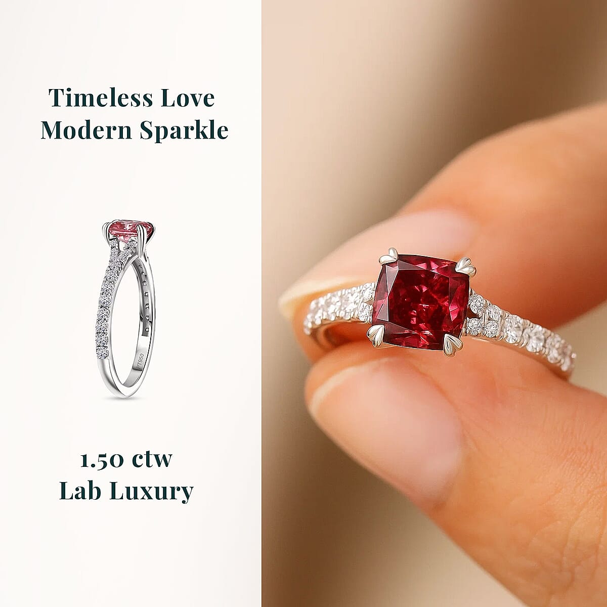 Luxuriant Lab Grown Pink Diamond (VS), Lab Grown Diamond Dawn Rose Ring in 950 Platinum 1.50 ctw (Size 12.0) image number 5