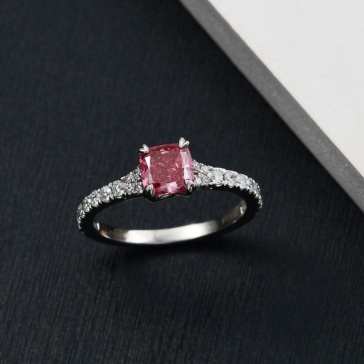 IGI Certified Luxuriant Lab Grown Pink and White Diamond VS 1.50 ctw Dawn Rose Ring in 950 Platinum (Size 6.0) image number 1