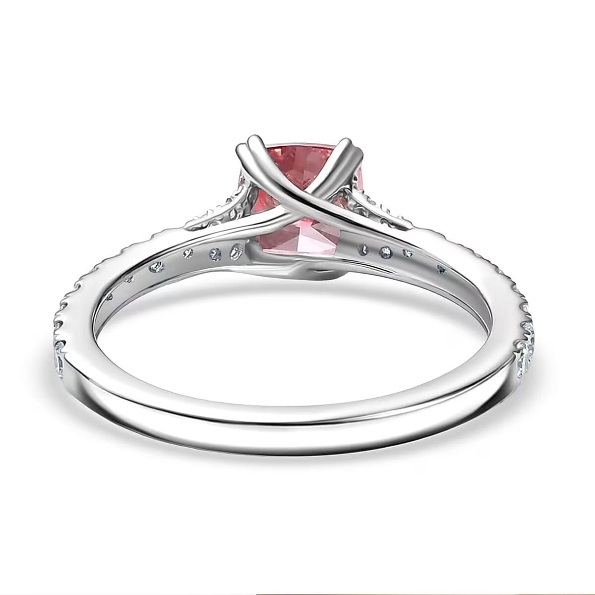 IGI Certified Luxuriant Lab Grown Pink and White Diamond VS 1.50 ctw Dawn Rose Ring in 950 Platinum (Size 9.5) image number 7