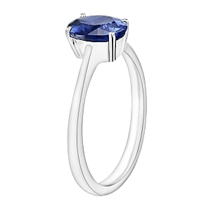 AAAA Ceylon Blue Sapphire Solitaire Ring in18K White Gold  1.40 ctw (Size 10.5)