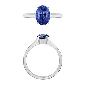 AAAA Ceylon Blue Sapphire Solitaire Ring in 18K White Gold 1.40 ctw (Size 11.0)
