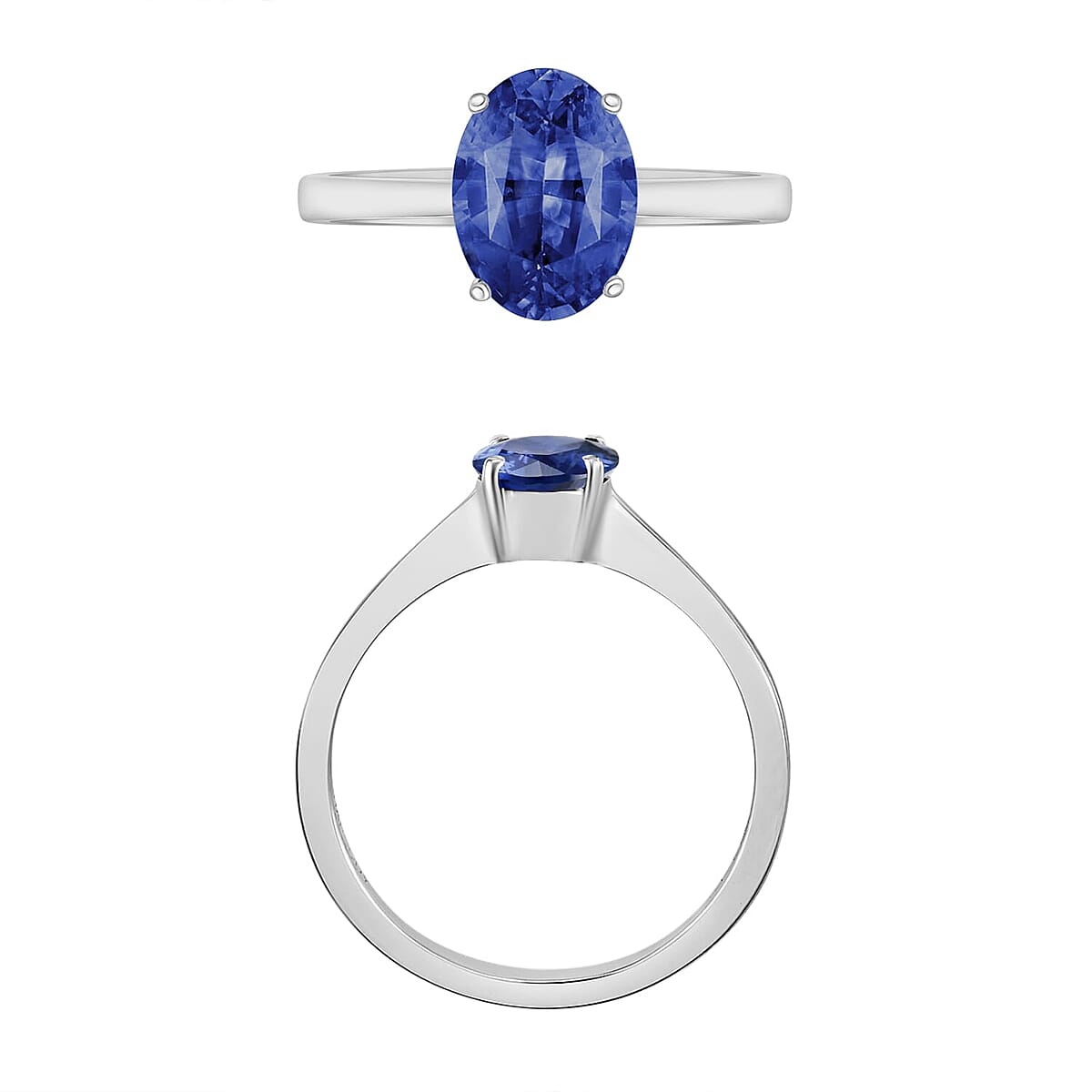 Rhapsody 18K White Gold AAAA Ceylon Blue Sapphire Solitaire Ring (Size 4.0) 5.50 Grams 1.40 ctw image number 3