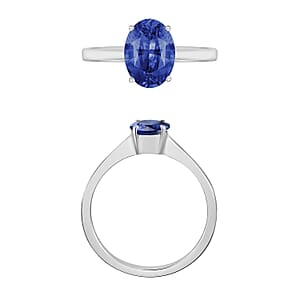 AAAA Ceylon Blue Sapphire Solitaire Ring in 18K White Gold 1.40 ctw (Size 4.0)