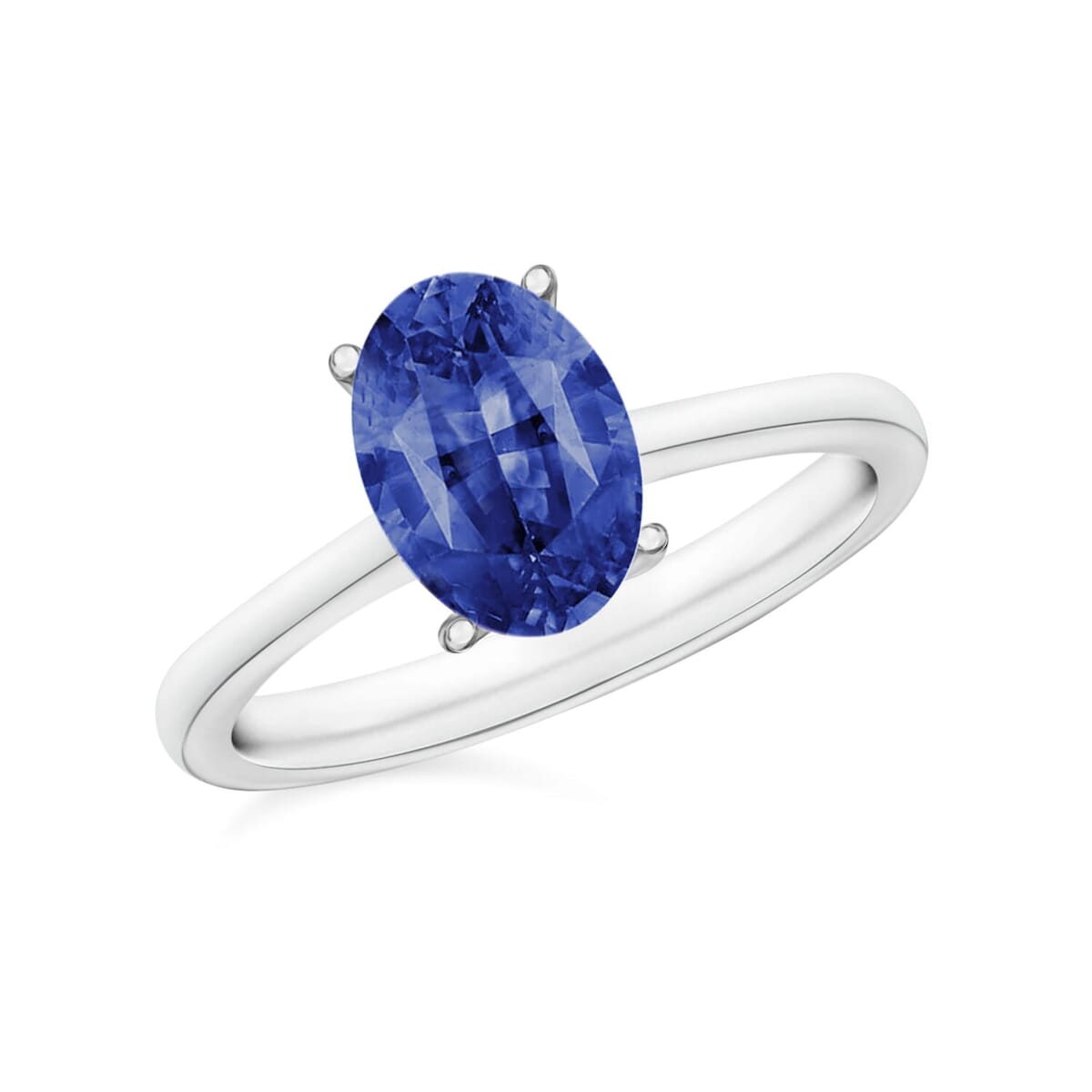 Rhapsody 18K White Gold AAAA Ceylon Blue Sapphire Solitaire Ring (Size 5.5) 5.50 Grams 1.40 ctw image number 0
