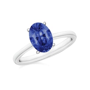 Rhapsody 18K White Gold AAAA Ceylon Blue Sapphire Solitaire Ring (Size 5.5) 5.50 Grams 1.40 ctw