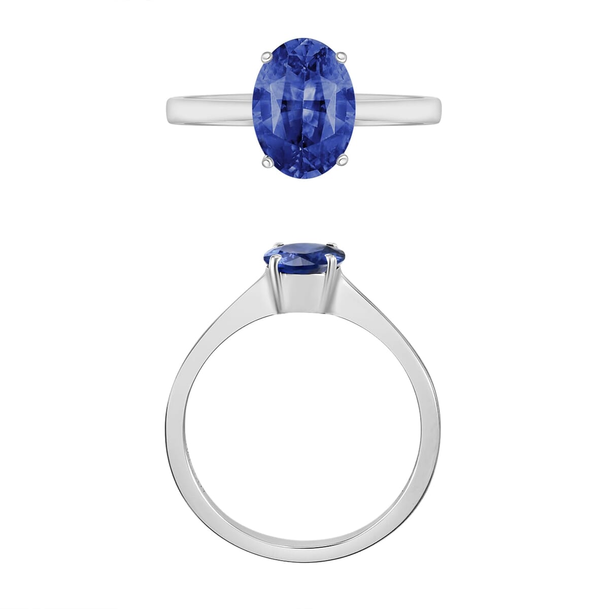 Rhapsody 18K White Gold AAAA Ceylon Blue Sapphire Solitaire Ring (Size 5.5) 5.50 Grams 1.40 ctw image number 3