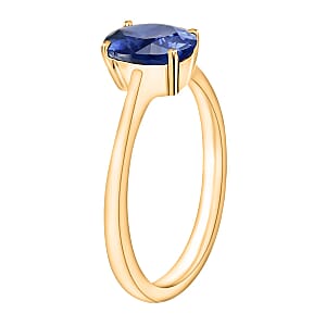 AAAA Ceylon Blue Sapphire Solitaire Ring in 18K Yellow Gold 1.40 ctw (Size 4.0)