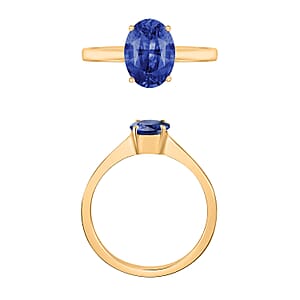 AAAA Ceylon Blue Sapphire Solitaire Ring in 18K Yellow Gold 1.40 ctw (Size 4.0)