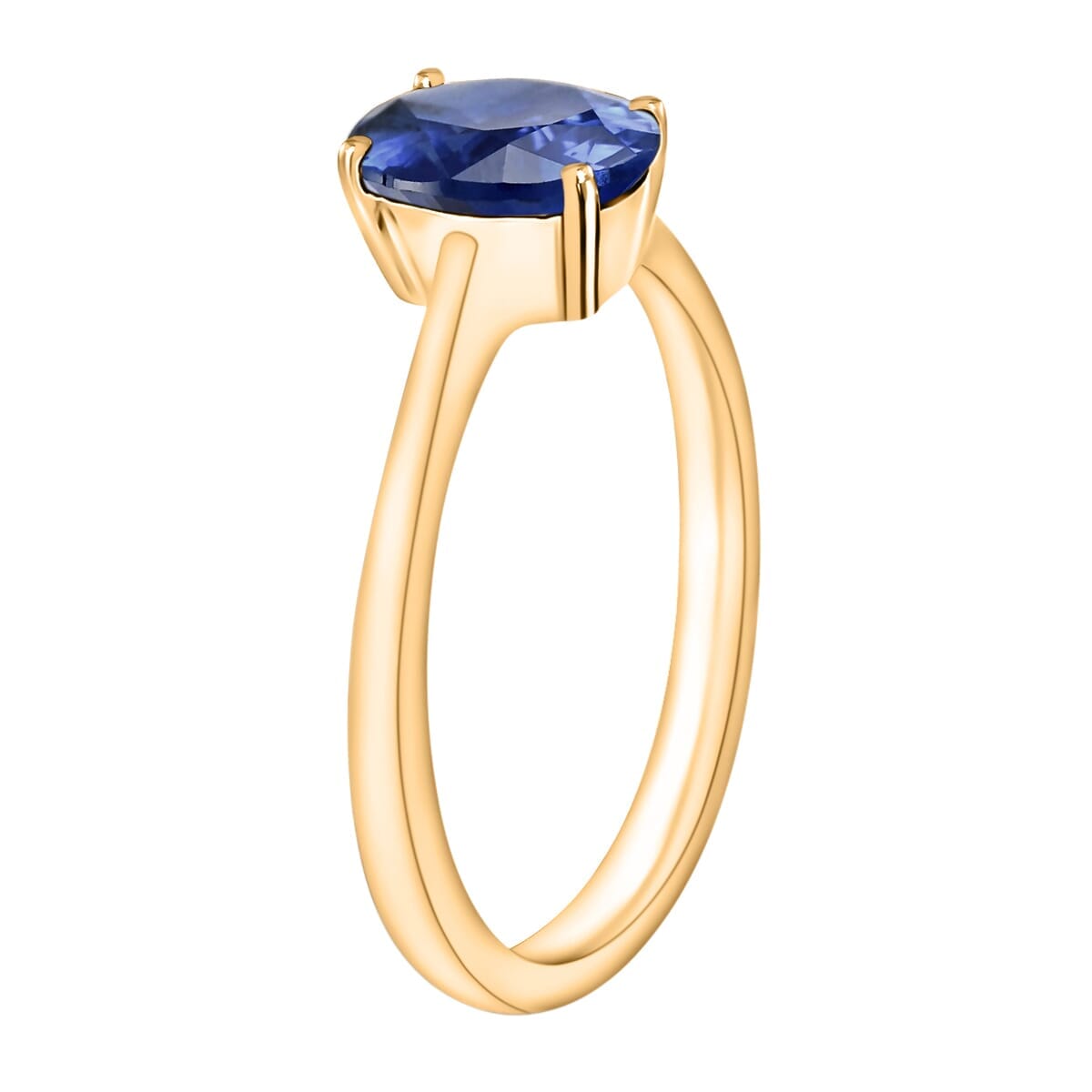 Rhapsody 18K Yellow Gold AAAA Ceylon Blue Sapphire Solitaire Ring (Size 7.5) 5.50 Grams 1.40 ctw image number 2