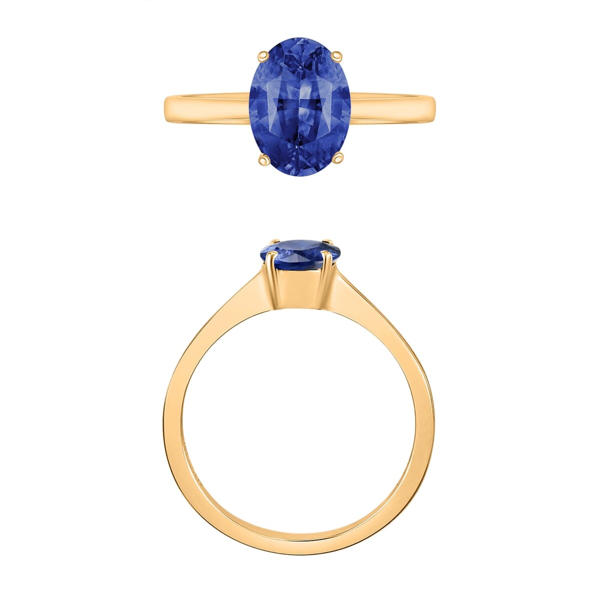 Rhapsody 18K Yellow Gold AAAA Ceylon Blue Sapphire Solitaire Ring (Size 7.5) 5.50 Grams 1.40 ctw image number 3