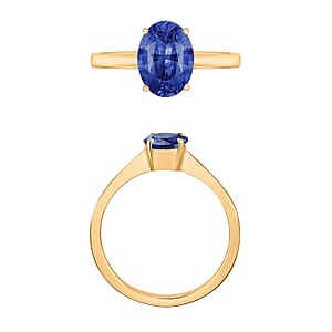 AAAA Ceylon Blue Sapphire Solitaire Ring in 18K Yellow Gold 1.40 ctw (Size 8.0)