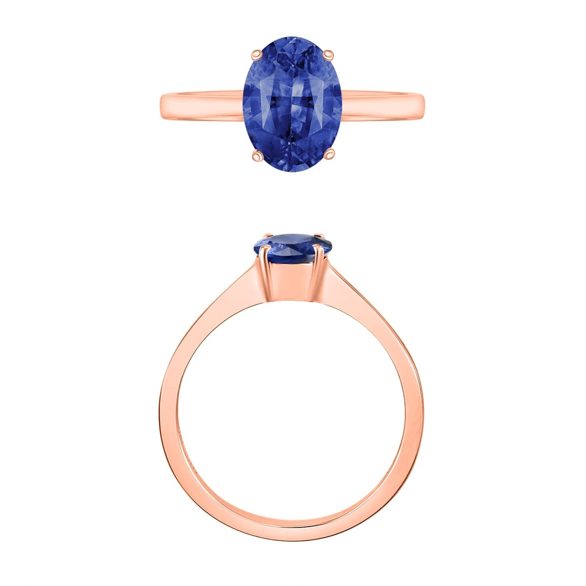 Rhapsody 18K Rose Gold AAAA Ceylon Blue Sapphire Solitaire Ring (Size 4.0) 5.50 Grams 1.40 ctw image number 3