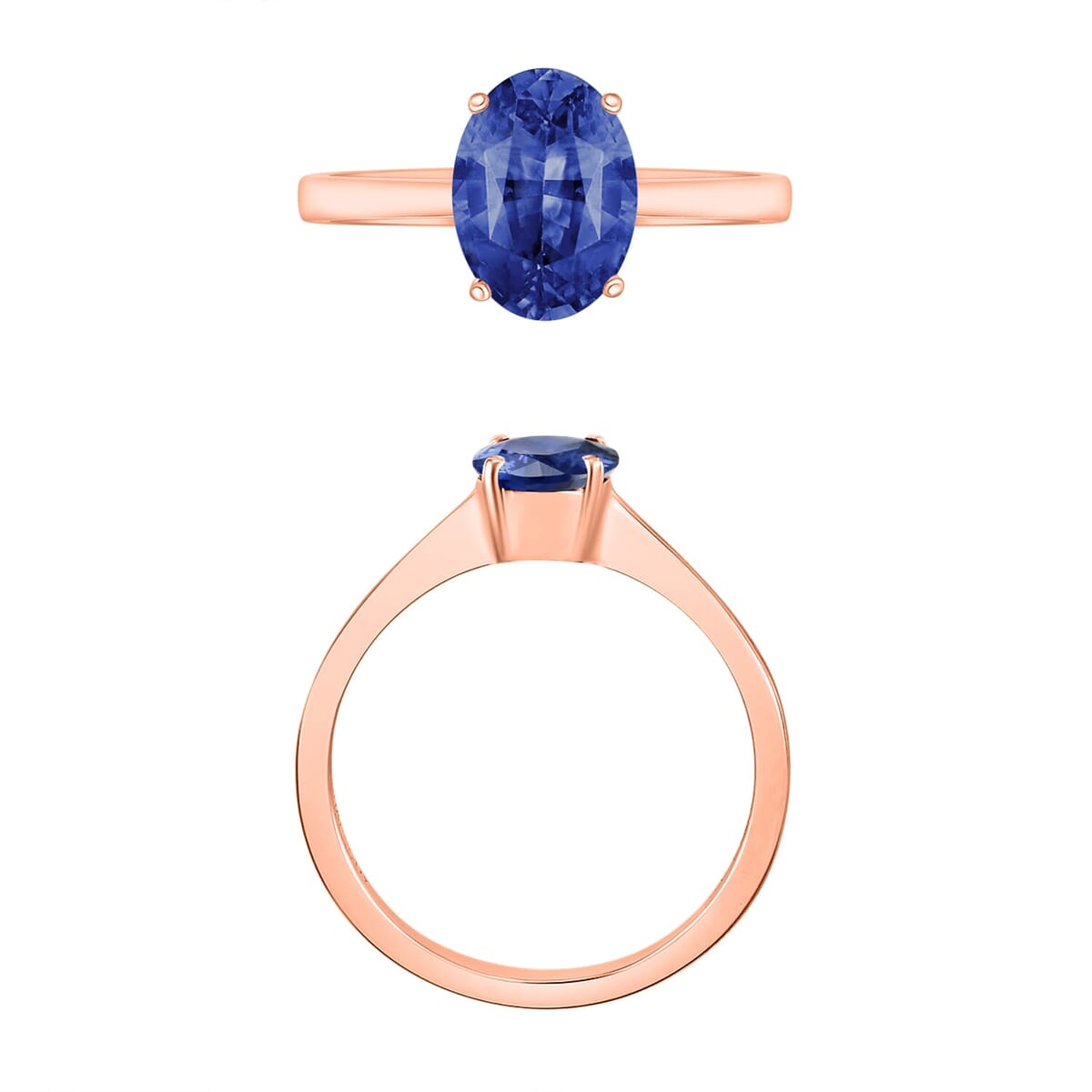 Rhapsody 18K Rose Gold AAAA Ceylon Blue Sapphire Solitaire Ring (Size 5.0) 5.50 Grams 1.40 ctw image number 3