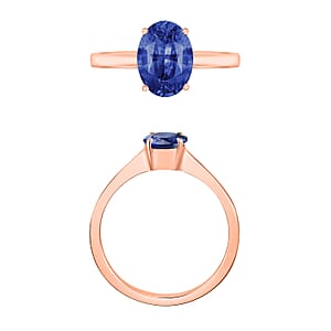AAAA Ceylon Blue Sapphire Solitaire Ring in 18K Rose Gold 1.40 ctw (Size 5.0)