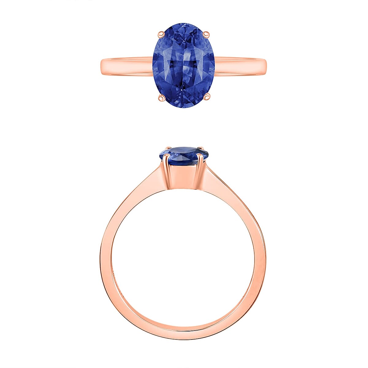 Rhapsody 18K Rose Gold AAAA Ceylon Blue Sapphire Solitaire Ring (Size 9.5) 5.50 Grams 1.40 ctw image number 3