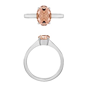 Rhapsody 18K White Gold AAAA Pink Morganite Solitaire Ring (Size 11.5) 1.40 ctw (Del. in 10-12 Days)