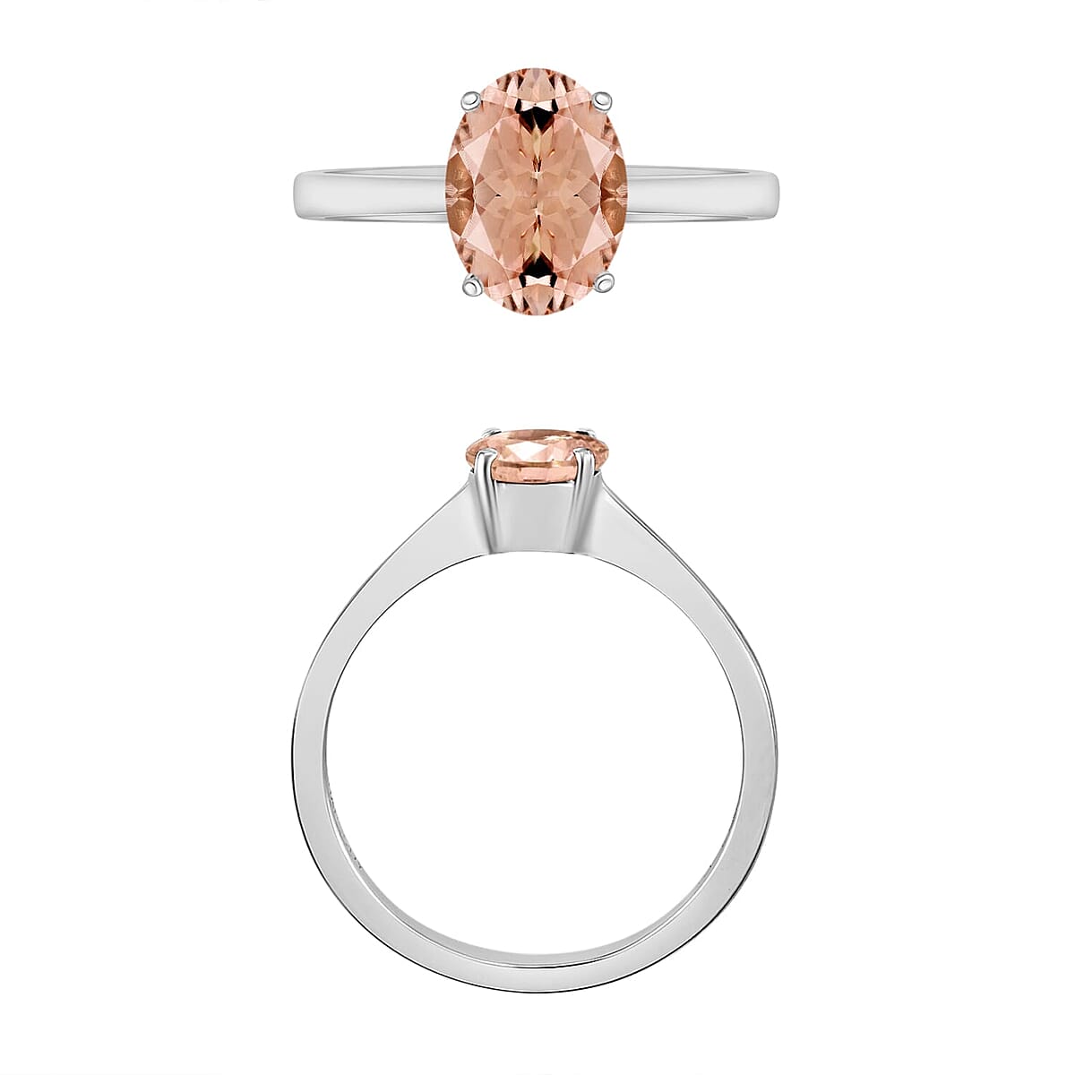 Rhapsody 18K White Gold AAAA Pink Morganite Solitaire Ring (Size 4.0) 1.40 ctw image number 3